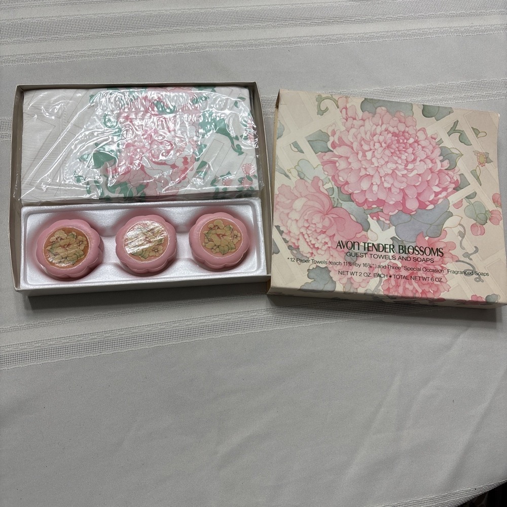 Vintage Avon Collection Tender Blossoms Guest Soaps Set Grandma Cottage